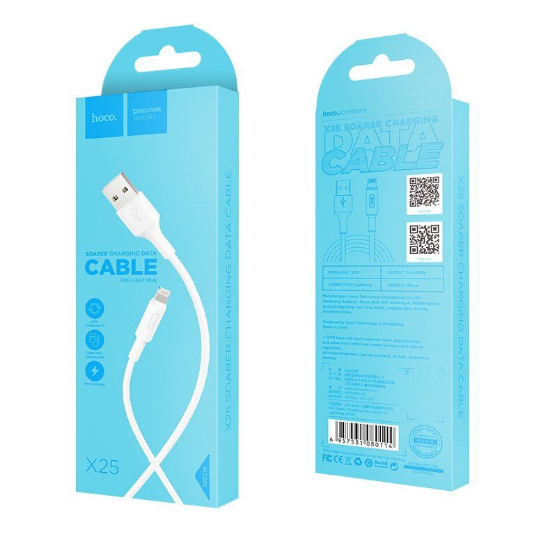 USB КАБЕЛЬ HOCO X25 USB - Lightning, білий
