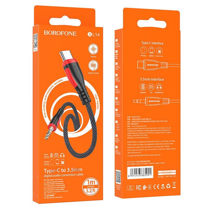 Кабель BOROFONE BL14 для цифрового перетворення аудіо з Type-C на 3,5мм