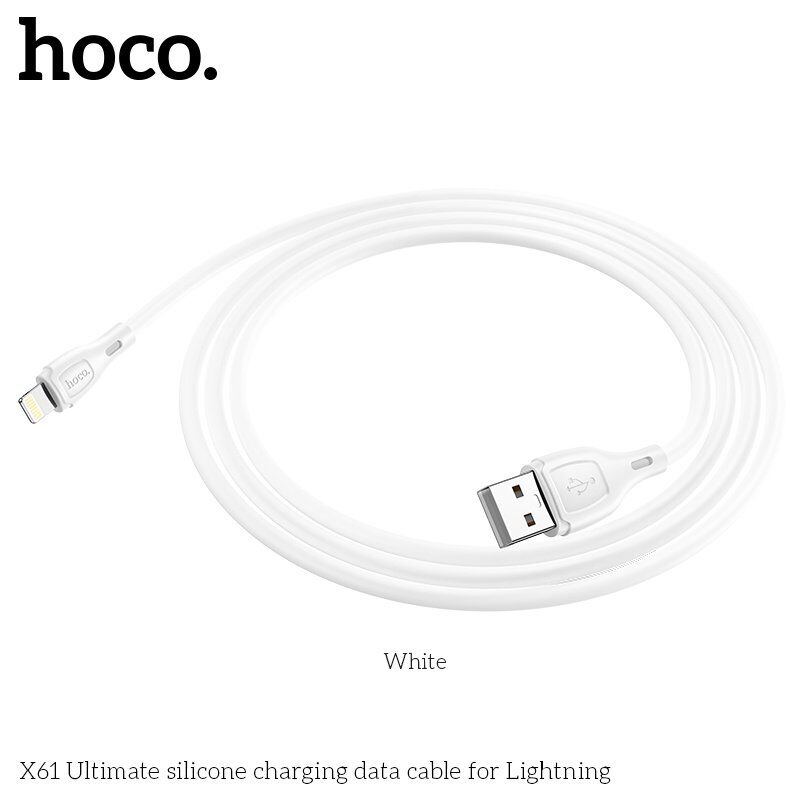 USB кабель HOCO X61 USB - Lightning Silicone 2.4A 1 метр, білий