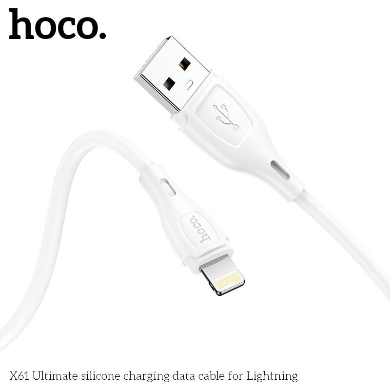 USB кабель HOCO X61 USB - Lightning Silicone 2.4A 1 метр, білий