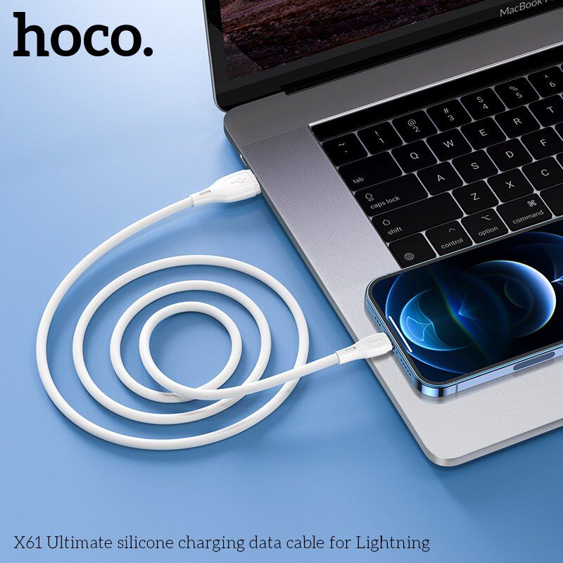 USB кабель HOCO X61 USB - Lightning Silicone 2.4A 1 метр, білий