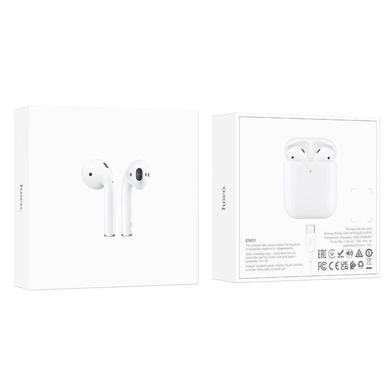 Бездротові навушники HOCO EW91 TWS, Bluetooth 6.0, сенсорне керування