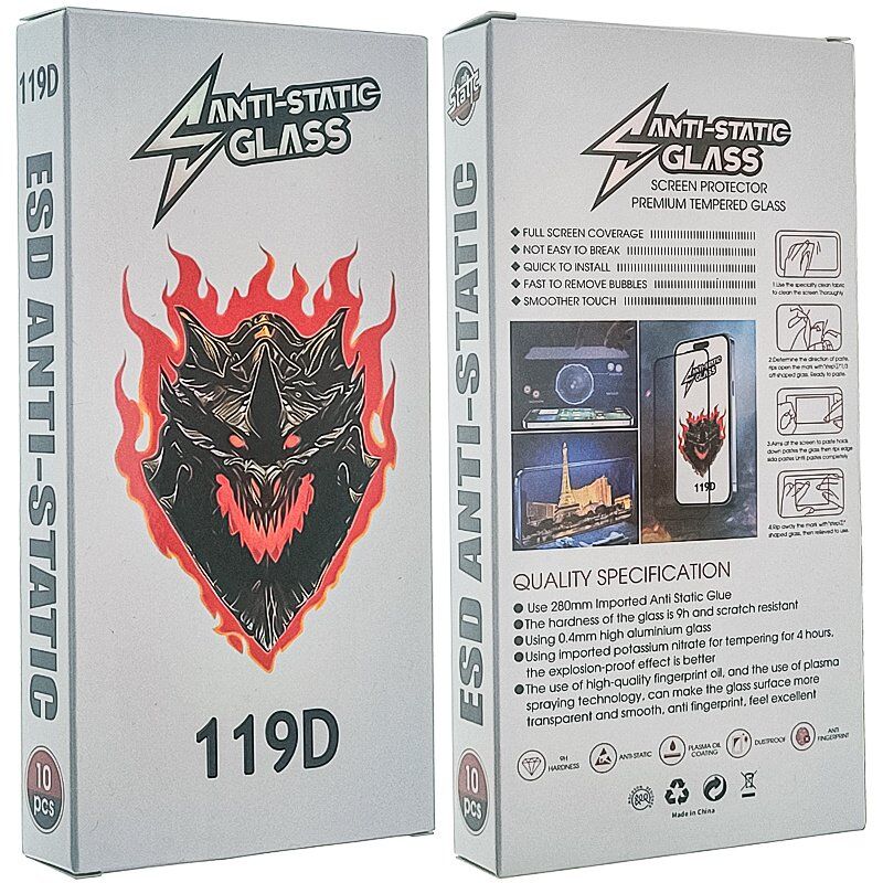 Захисне скло  HOCO 119D iPhone 14 Pro Max / 15 PLUS / 16 PLUS без упак, (10pc) (чорне)