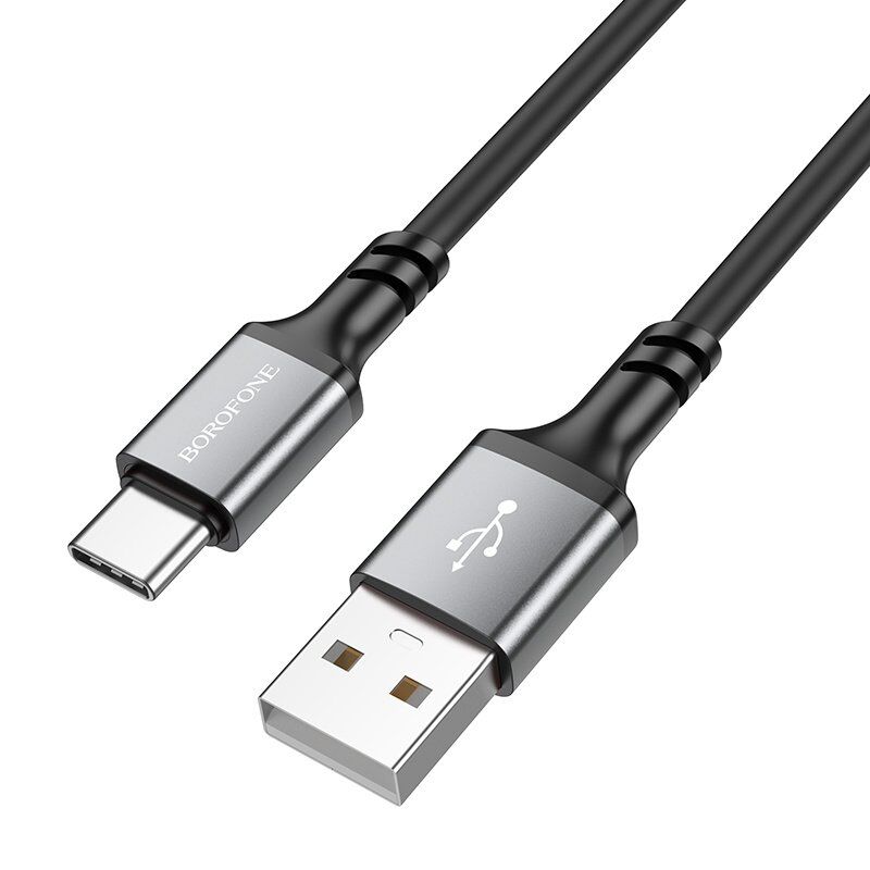USB кабель BOROFONE BX83 Famous USB - Type-C 2.4A Silicone, 1 метр, чорний