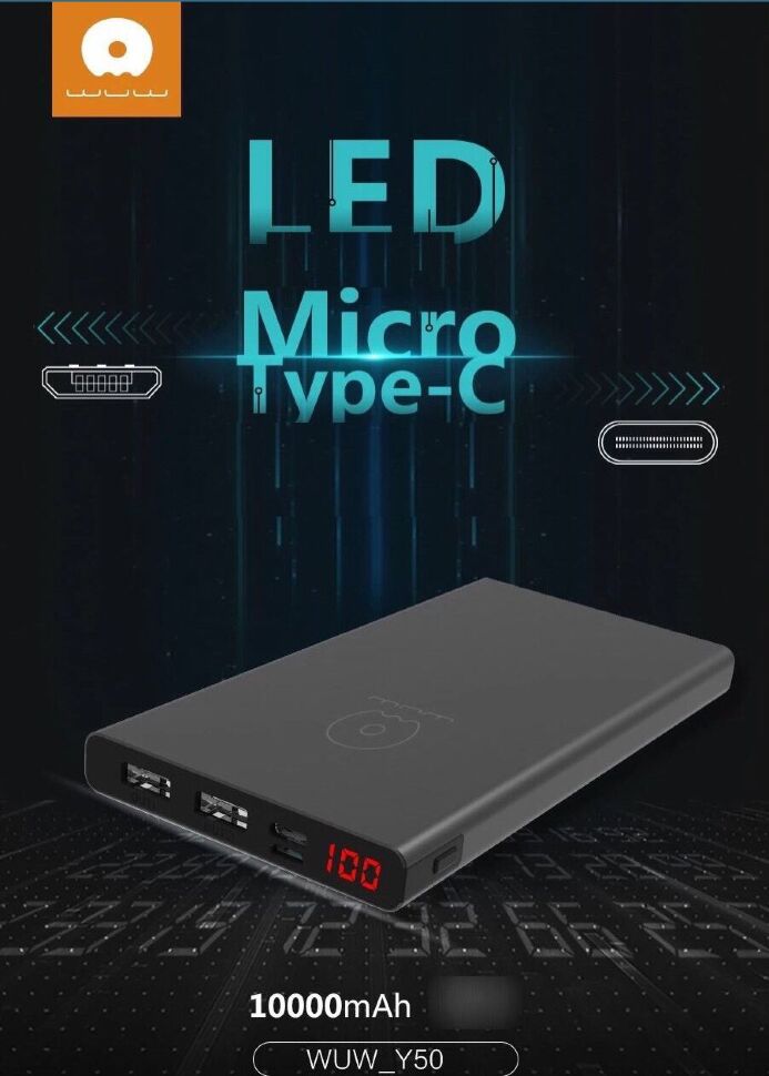 Power Bank WUW Y50 10000 mAh ЧОРНИЙ