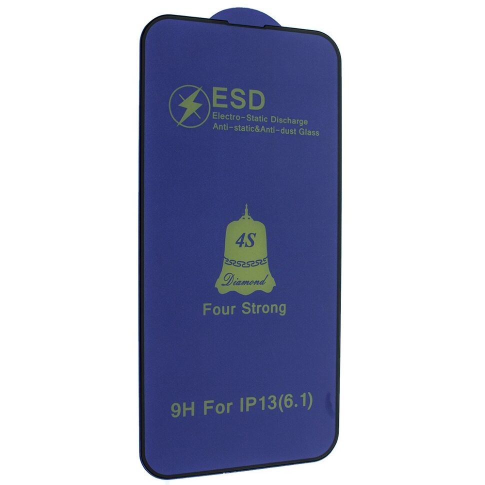 DEL Захисне скло NEW 4S ANTISTATIC для iPhone 12 | 12 PRO 6,1" тех. пак. ЧОРНИЙ