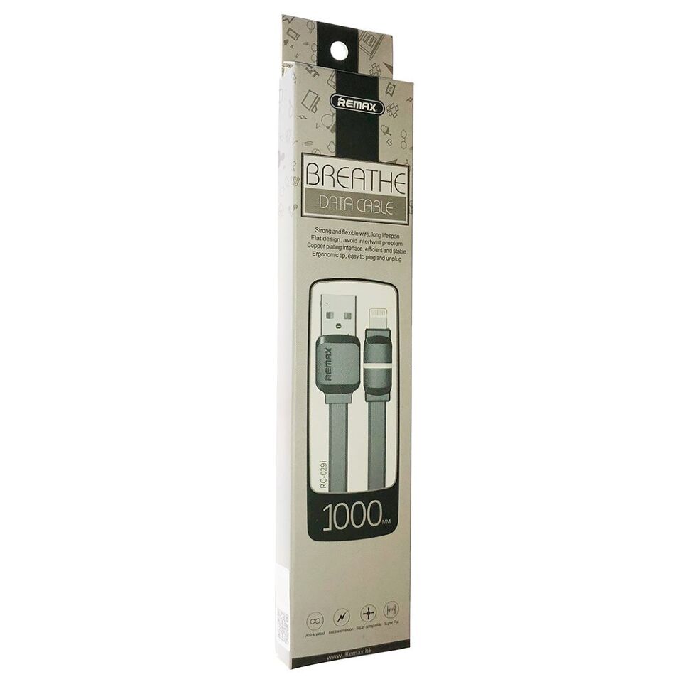 Кабель USB Remax RC-029i Breathe lightning ЧОРНИЙ