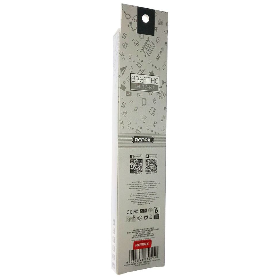 Кабель USB Remax RC-029i Breathe lightning ЧОРНИЙ