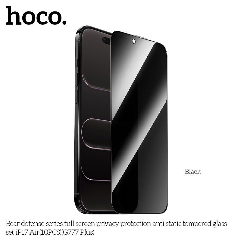 Скло антистатичне загартоване HOCO G777 Plus Bear Defense privacy protection для телефону APPLE iPhone 17 AIR