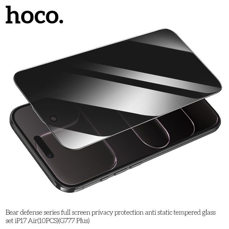 Скло антистатичне загартоване HOCO G777 Plus Bear Defense privacy protection для телефону APPLE iPhone 17 AIR