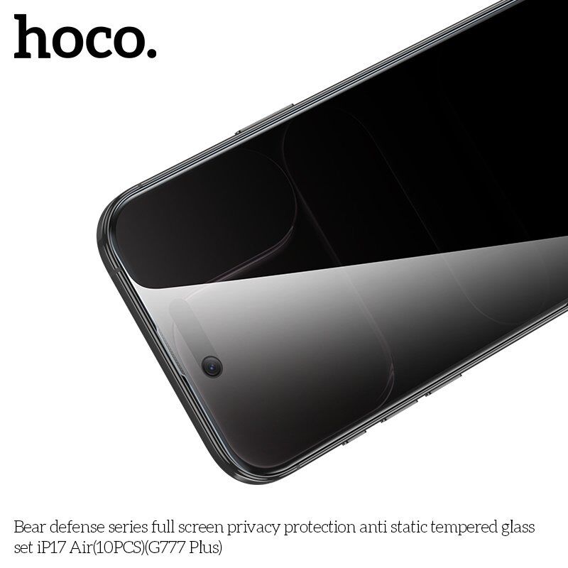 Скло антистатичне загартоване HOCO G777 Plus Bear Defense privacy protection для телефону APPLE iPhone 17 AIR