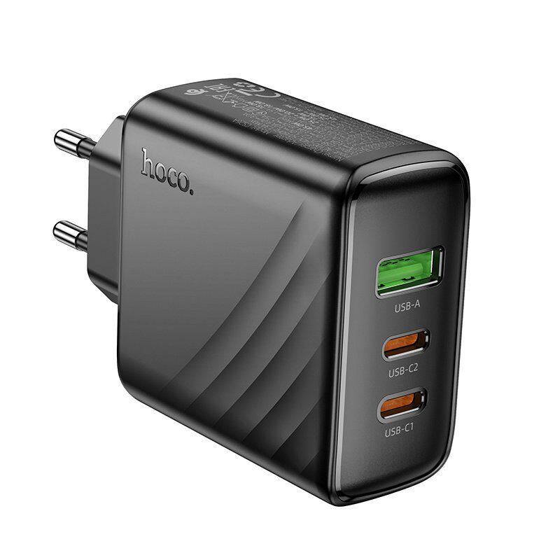 Сетевое зарядное устройство HOCO CS26A Article 2 × Type-C PD 45W + USB QC 3.0 без кабеля, чёрное
