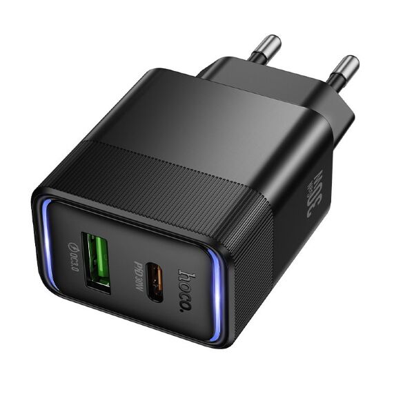 Сетевое зарядное устройство для HOCO CS112A TYPE-C PD 30W + USB QC 3.0, черный