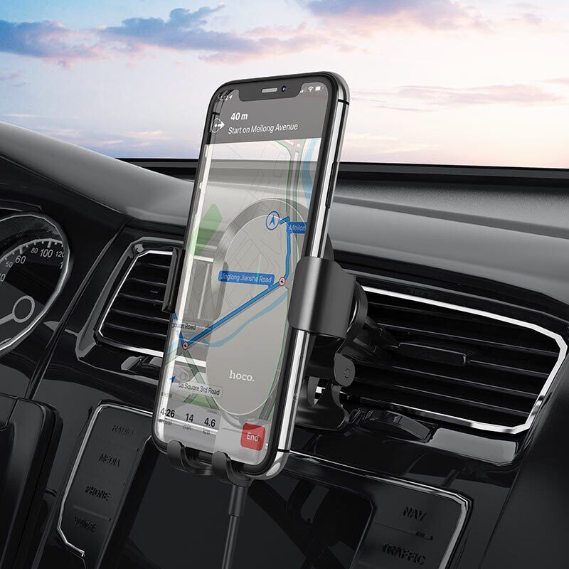 Автомобільний тримач HOCO CA105 15W бездротова швидка зарядка - повітряна решітка