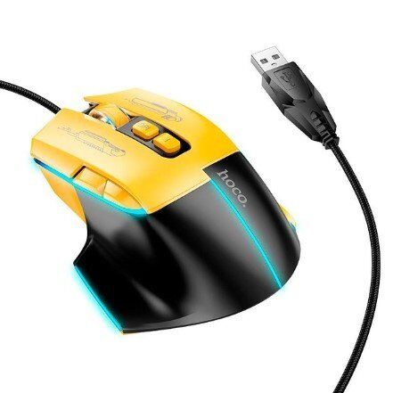 Мишка дротова HOCO GM31 Overlord luminous gaming, black yellow