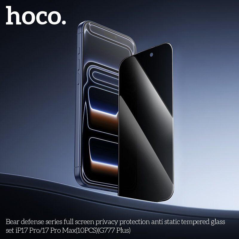 Скло антистатичне загартоване HOCO G777 Plus Bear Defense privacy protection для телефону APPLE iPhone 17 PRO