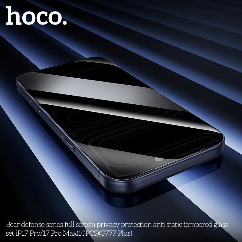 Скло антистатичне загартоване HOCO G777 Plus Bear Defense privacy protection для телефону APPLE iPhone 17 PRO