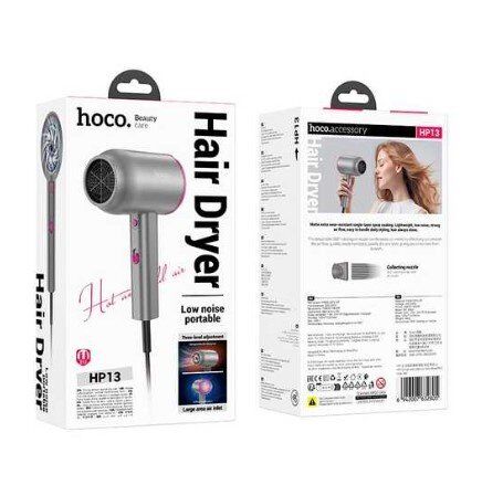 Фен для волосся HOCO HP13 з гарячим і холодним повітрям, РОЖЕВО-ЧЕРВОНИЙ