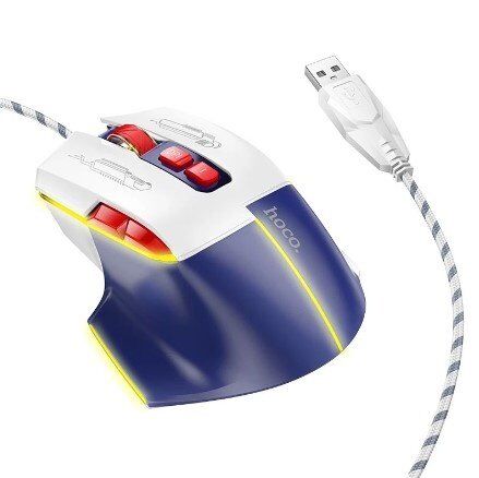 Мишка дротова HOCO GM31 Overlord luminous gaming, white blue
