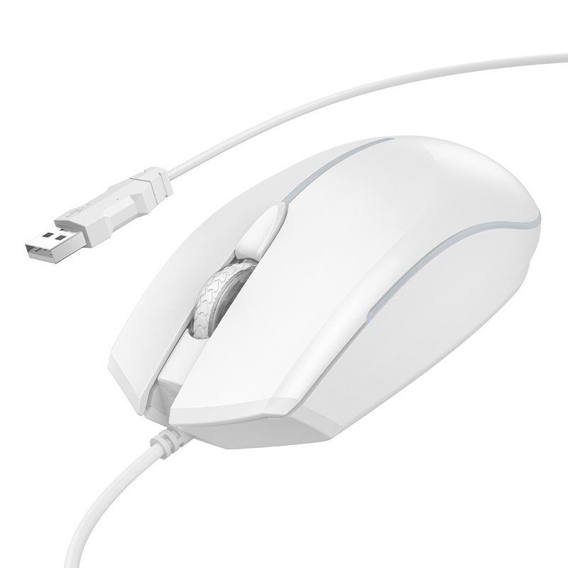Мишка дротова HOCO GM37 Wonderful ігрова з підсвіткою, білий