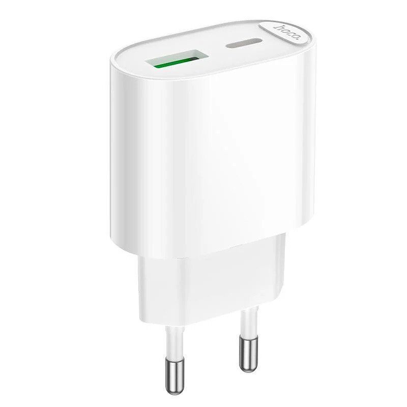 Мережевий зарядний пристрій HOCO C109A PD 20W / USB QC 3.0, білий