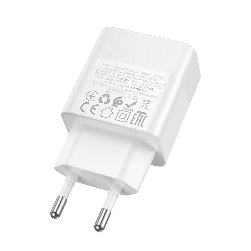 Сетевое зарядное устройство HOCO CS113A TYPE-C PD 40W, белый