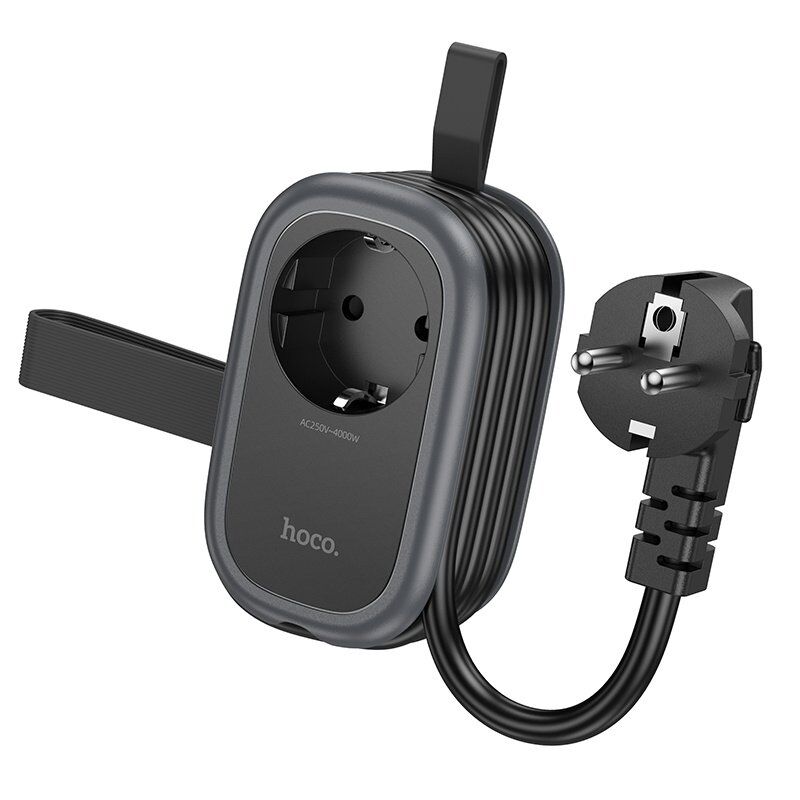 Мережевий подовжувач Hoco NS7 PD 20W 2*USB + Type-C + Розетка, 1.00 метр, чорний