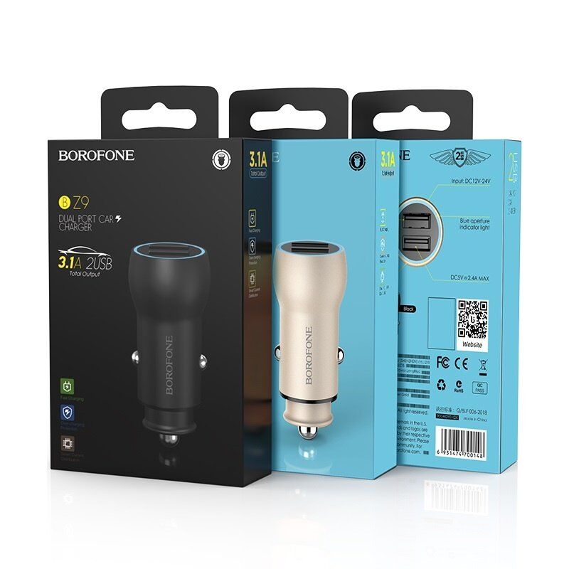 Автомобільний зарядний пристрій BOROFONE BZ9 Wise route dual USB 2.4A