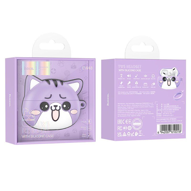 Бездротові навушники HOCO EW48 purple cat