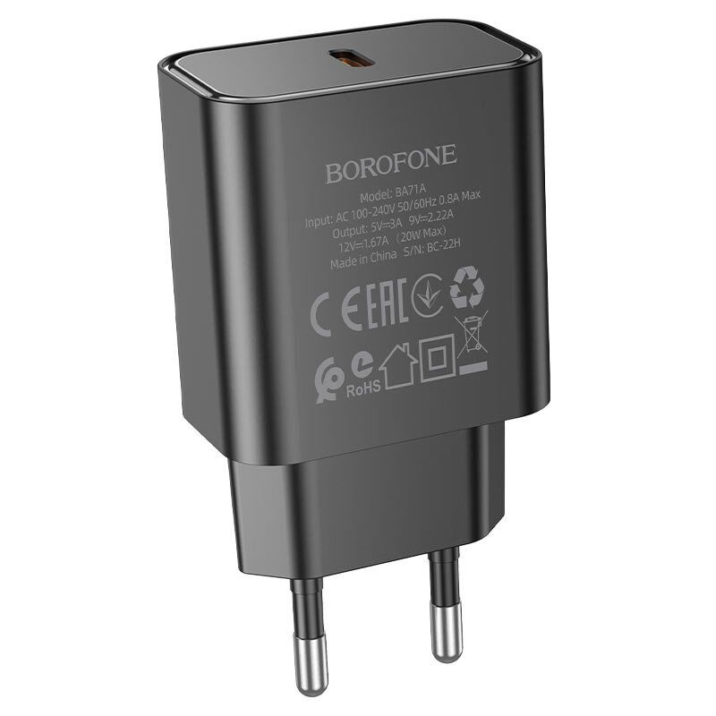 Мережевий зарядний пристрій BOROFONE BA71A Power Type-C PD 20W