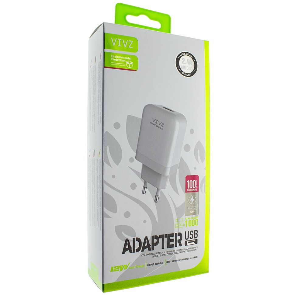 Мережевий адаптер VIVZ CS-W01 2.4A + USB Lightning