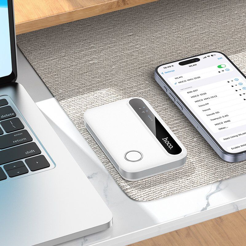 Мобільний портативний Wi-Fi роутер HOCO HI41 4G LTE 2100 мАг, білий