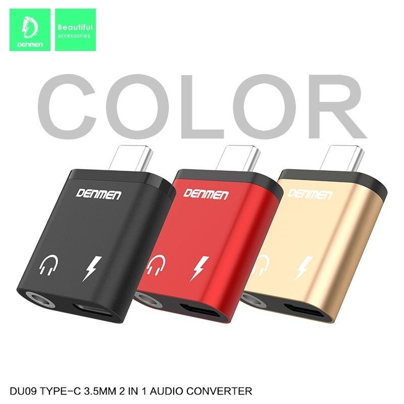 AUX ПЕРЕХІДНИК Denmen DU09 Type-C - jack 3.5 мм + ЗАРЯДКА FOR ANDROID / MAC