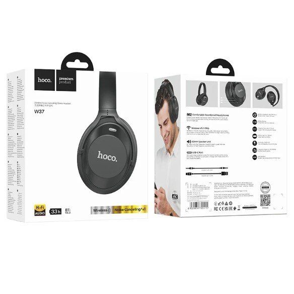 Бездротові повнорозмірні навушники HOCO W37 Sound Active Noise Reduction, чорна