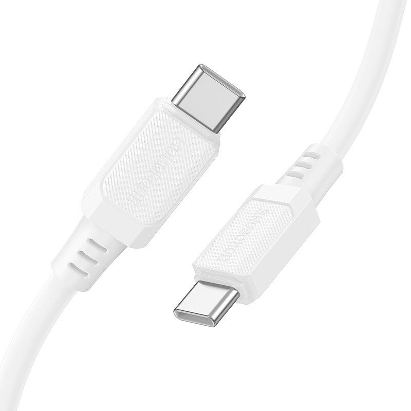 USB-C кабель BOROFONE BX115 Lotto Type-C - Type-C SILICONE 60W, 3A, 1 метр, білий
