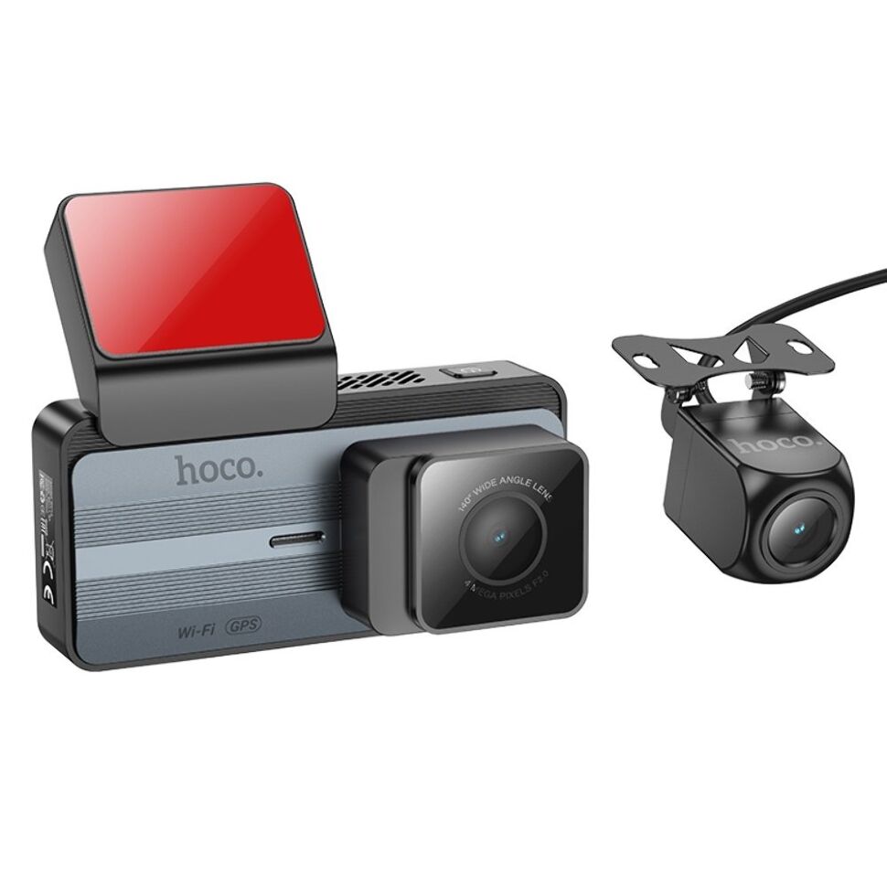 Автомобільний відеореєстратор HOCO DV12 2K, WI-FI, сірий