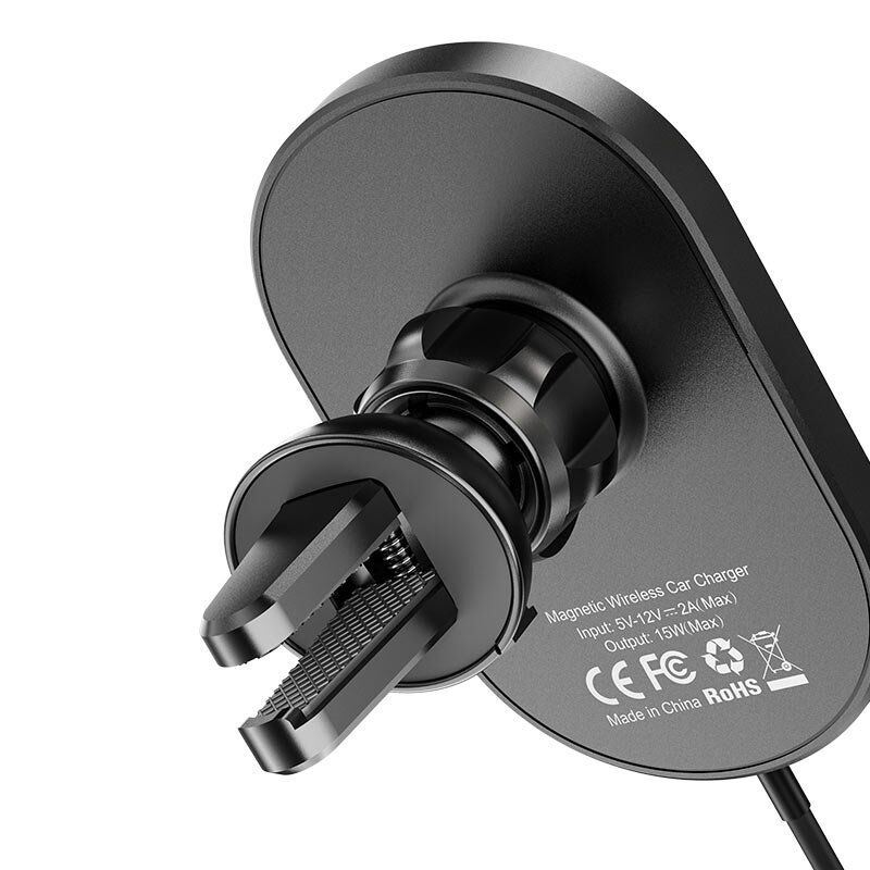 Автомобільний тримач HOCO CA90 з бездротовою зарядкою 15W, чорний
