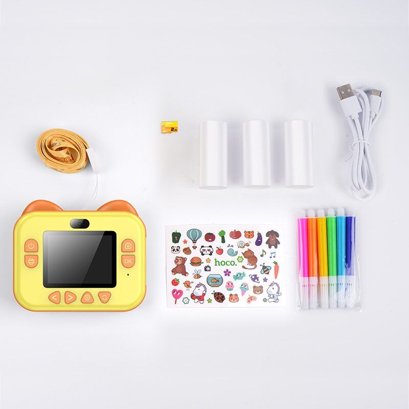 ФОТО КАМЕРА HOCO DV204 Dual lens children printing camera, жовтий