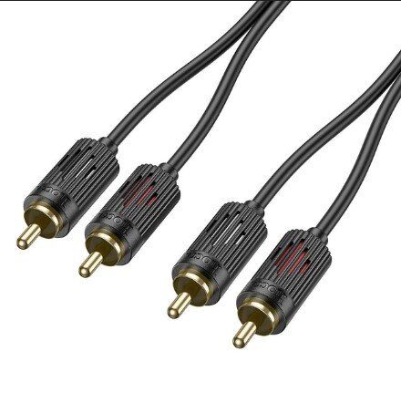 Аудіокабель HOCO UPA29 2 RCA штекери (папа) на 2 RCA штекери (папа), 1,50м, чорний