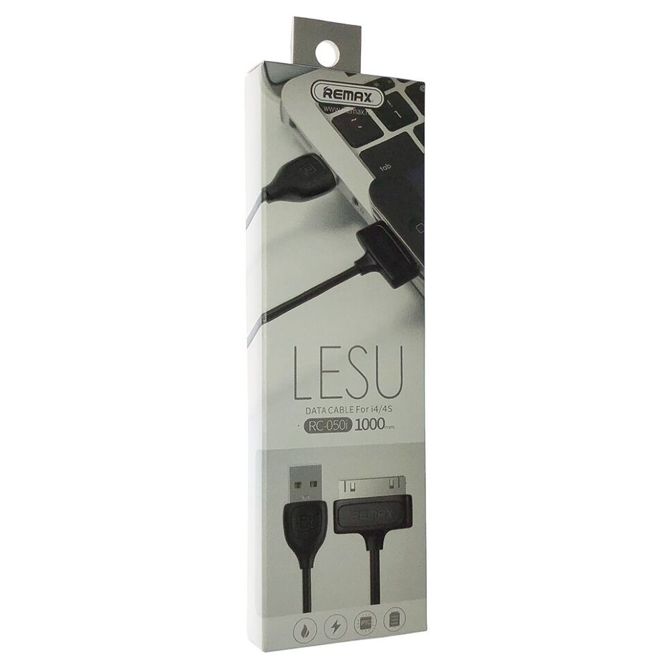Кабель USB Remax RC-050i4 Lesu APPLE IPHONE 4 ЧОРНИЙ