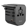 Універсальний мережевий адаптер HOCO AC15 Walker PD 20W + 2×USB QC3.0 / EU-US-UK-AU, чорний