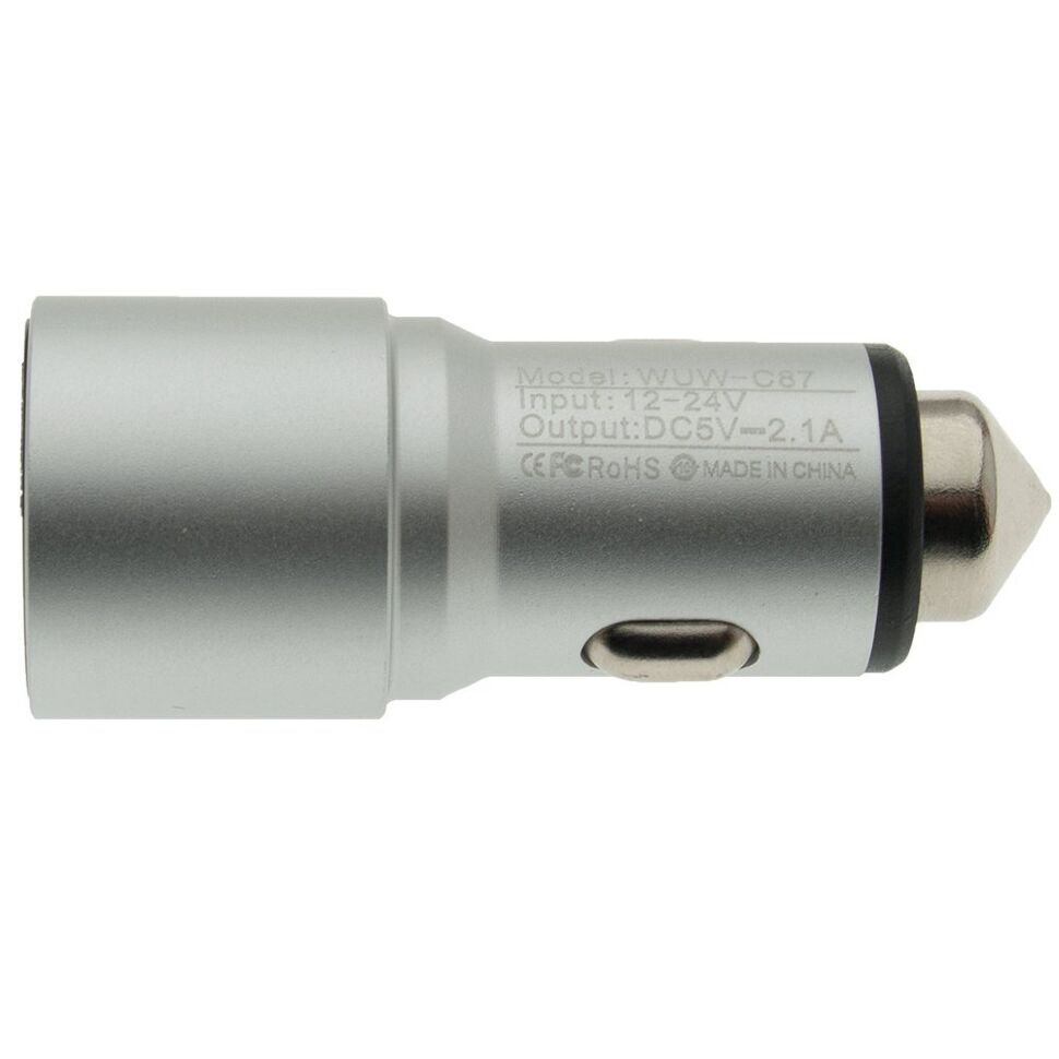 Автомобільний зарядний пристрій WUW C87 2USB 2.1A FAST CHARGING METAL СТАЛЬНИЙ (120)
