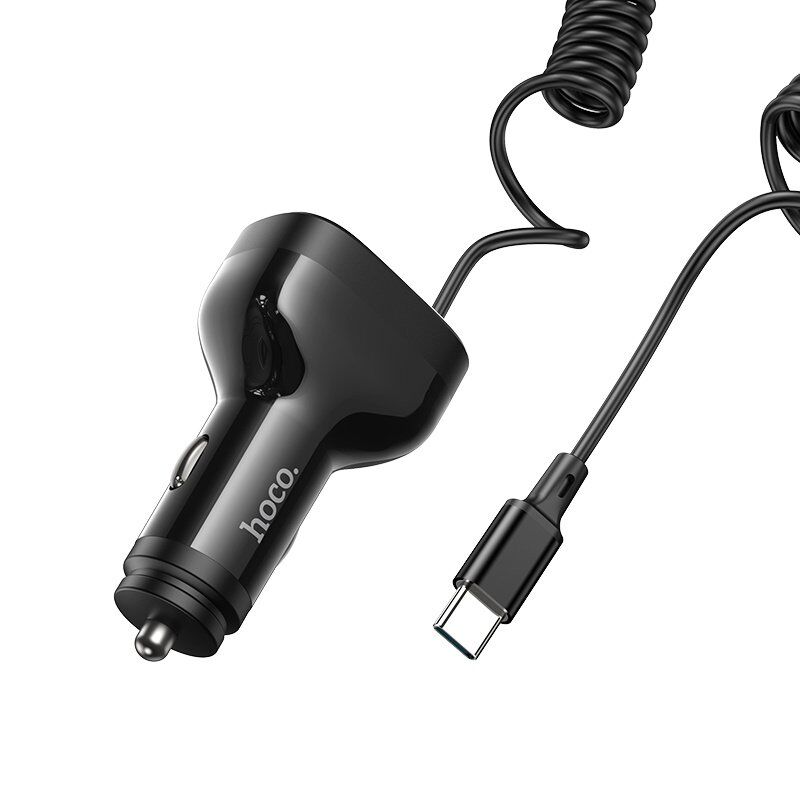 Зарядний пристрій HOCO NZ11A TYPE-C PD 30W/2USB + вбудований кабель Type-C, чорний