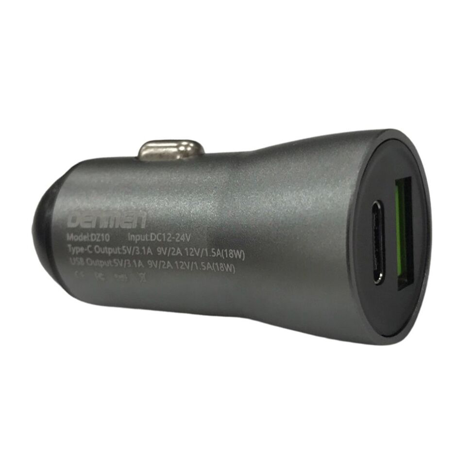 Автомобільний зарядний пристрій DENMEN DZ10 3.1A 2 PORT 18W, QC3.0+PD