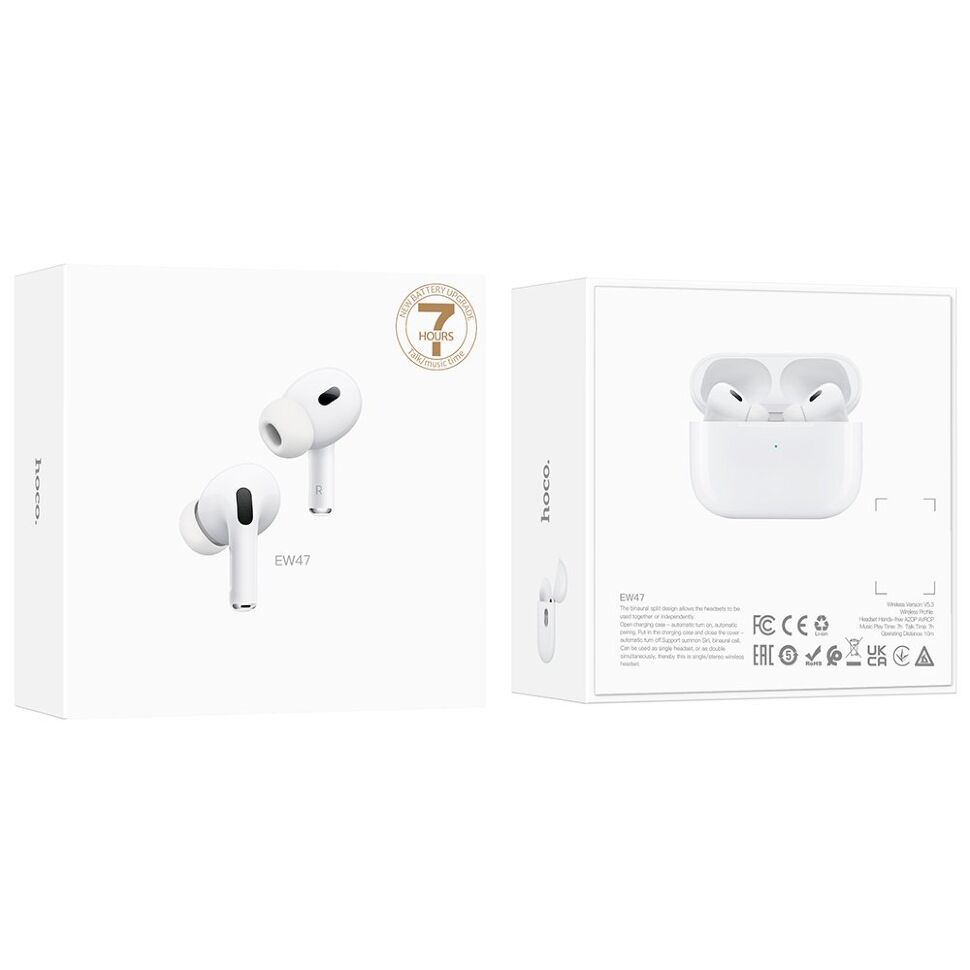Бездротові навушники HOCO EW47 TWS Bluetooth 5.3, білі