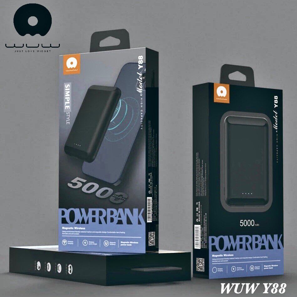 Power Bank WUW Y88 5000 mAh ЧОРНИЙ Бездротова зарядка