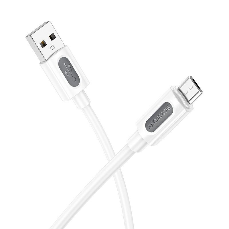 USB кабель BOROFONE BX114 USB  -  micro USB, Silicone, 2.4A, 1 м, білий