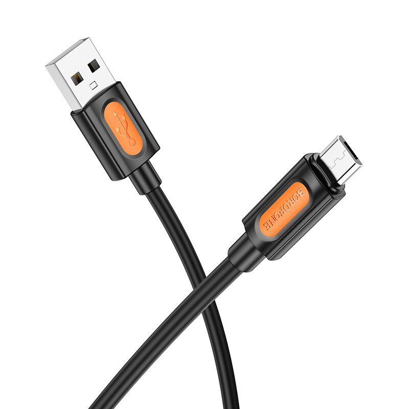 USB кабель BOROFONE BX114 USB  -  micro USB, Silicone, 2.4A, 1 м, чорний