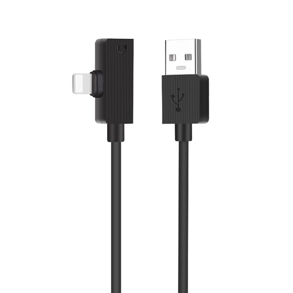 USB Кабель HOCO LS9 2in1 переходник USB - Lightning + Lightning Audio 1.2M (черный)
