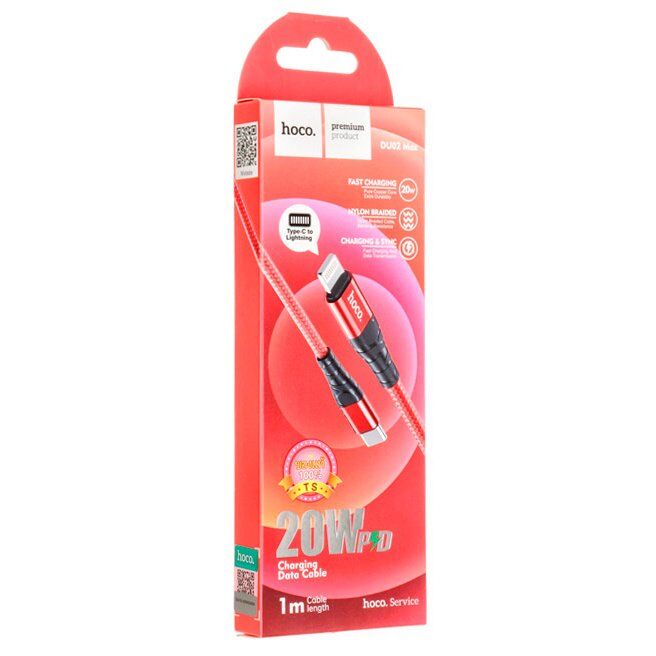 USB-C кабель HOCO DU02 Max PD Type-C - Lightning 1М червоний
